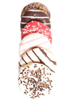 Assorted Donuts isolated on a white background Stock Photos