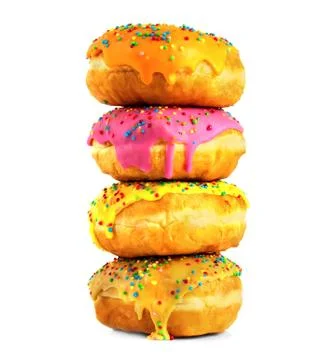 Assorted Donuts on white Foto stock