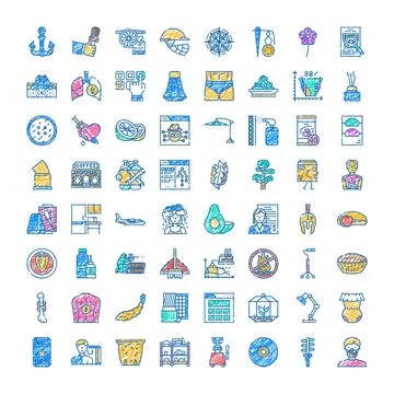 Assorted doodle style colorful collection of icons Stock Illustration