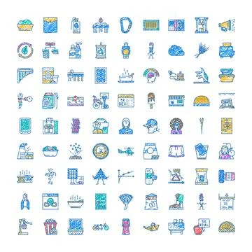 Assorted doodle style web interface icons set 스톡 일러스트