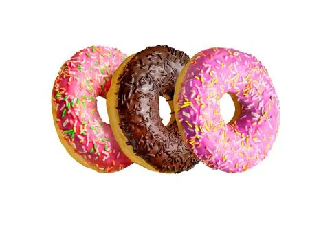 Assorted doughnuts isolated on white Stock Photos