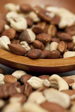 Assorted dried nuts close up Stock Photos