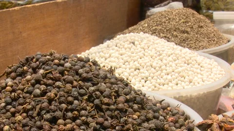 Assorted Dried Spices Displayed Freshly Stock Footage 321465443