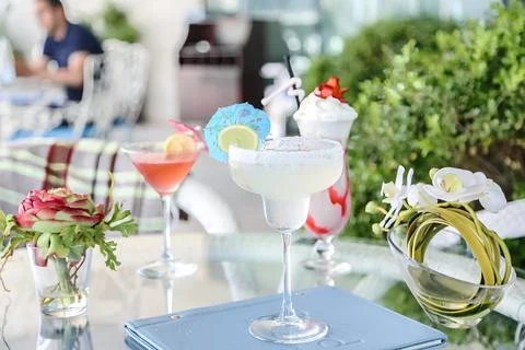 Assorted Drinks on a Table for Refreshment Stock Photos