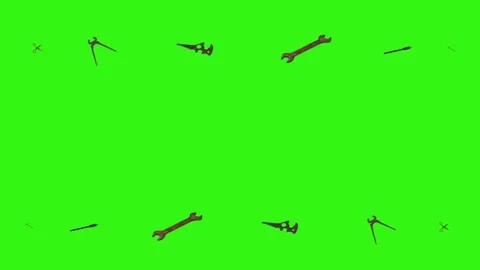 Assorted Dynamic vintage rusty tools animation on green screen 库存影片 334891152