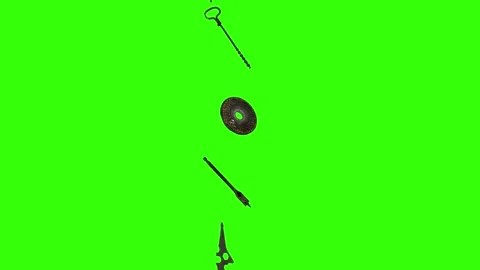 Assorted Dynamic vintage rusty tools animation on green screen Vidéo 334891170