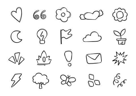 Assorted element doodle set Stock Illustration