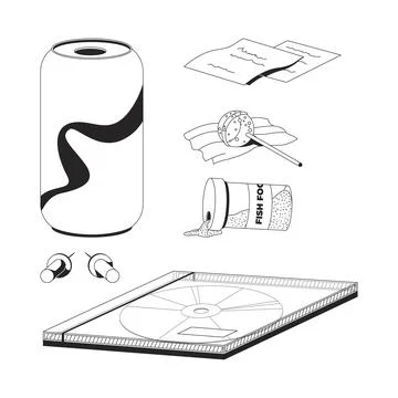 Assorted everyday Y2K 2D line objects set Stock Illustration