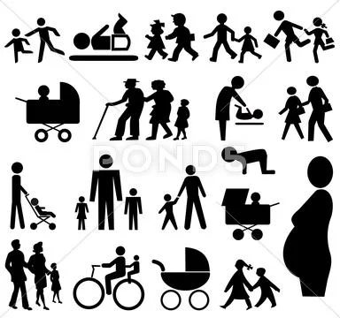Assorted family silhouettes Stock Illustration