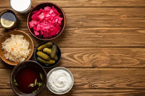 Assorted fermented foods Stock Photos