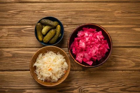 Assorted fermented vegetables Stock Photos
