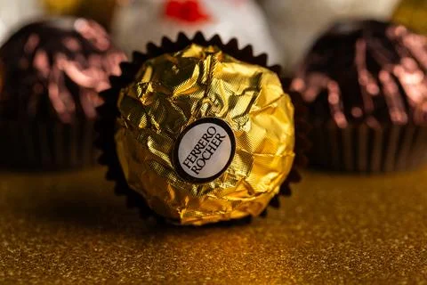 Assorted Ferrero Chocolate Collection Box Top View Stock Photos