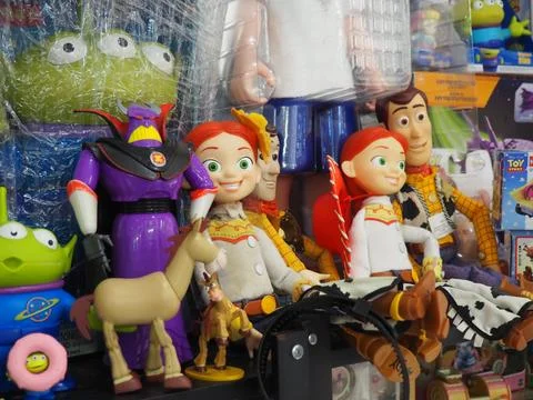 Assorted figures anime and action movie Stock Photos