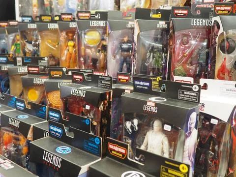 Assorted figures anime and action movie Stock Photos