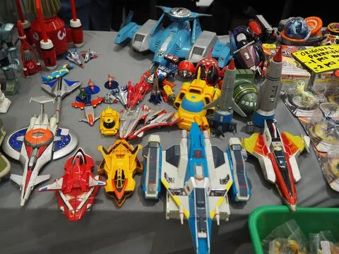 Assorted figures anime and action movie Stock Photos