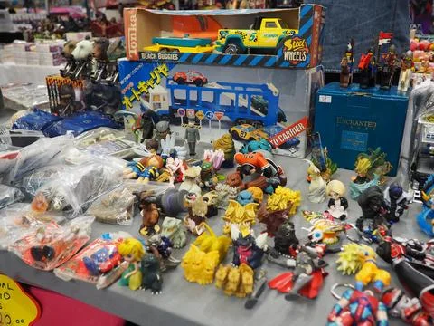 Assorted figures anime and action movie Stock-Fotos