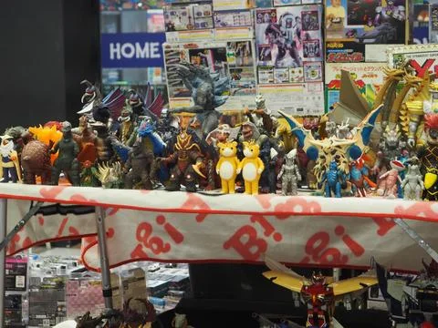 Assorted figures anime and action movie Stockfoto's