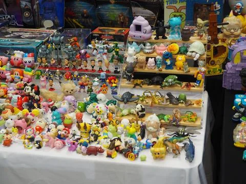 Assorted figures anime and action movie Stock Photos