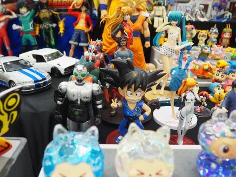 Assorted figures anime and action movie Stockfoto's