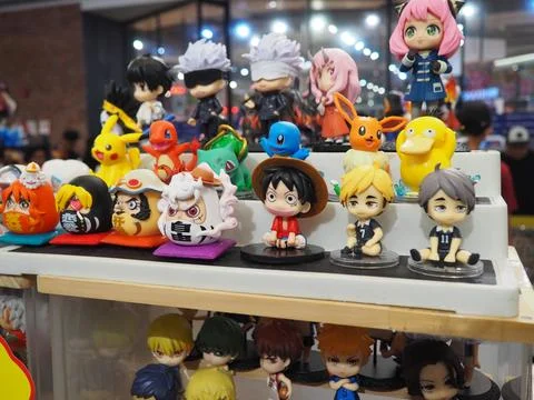 Assorted figures anime and action movie Stockfoto's