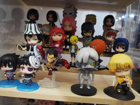 Assorted figures anime and action movie Stockfoto's