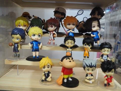 Assorted figures anime and action movie Stock Photos