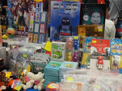 Assorted figures anime and action movie Stock Photos