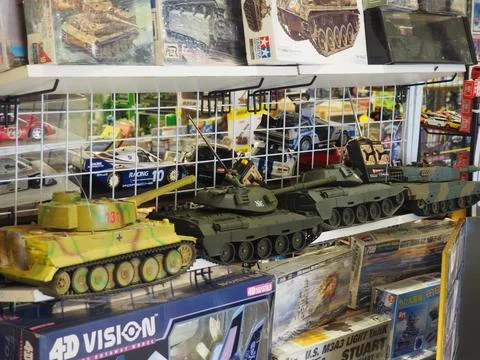 Assorted figures anime and action movie Stock Photos