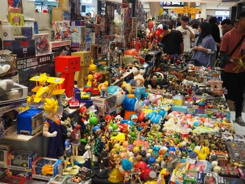 Assorted figures anime and action movie Stock Photos