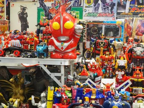 Assorted figures anime and action movie Stockfoto's
