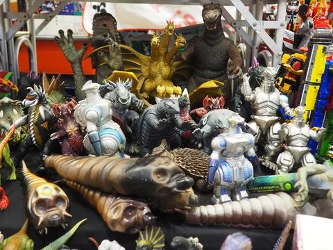 Assorted figures anime and action movie Stock Photos