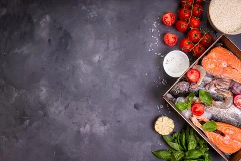 Assorted fish and seafood Stock Photos