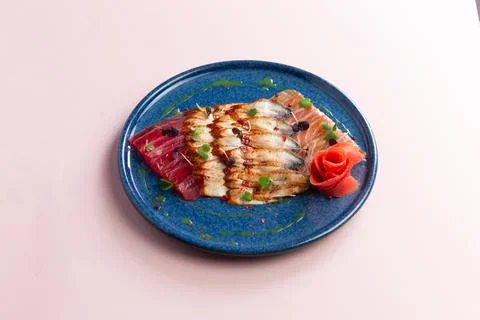 Assorted fish delicacies in a plate Stock Photos