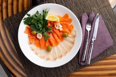 Assorted fish in a plate. Stock Photos