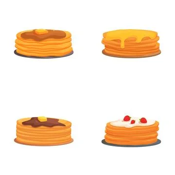 Assorted flavored pancake stack set Stock Illustration