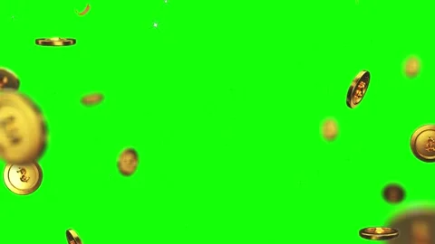 Assorted floating coins in vibrant green background for financial infographic Video stock 346198494