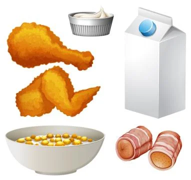 Assorted food and drink Stock Illustration