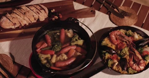 Assorted food at camping site Stock Footage 163001100