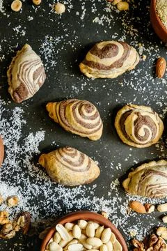 Assorted Food Spread on a Table Foto stock