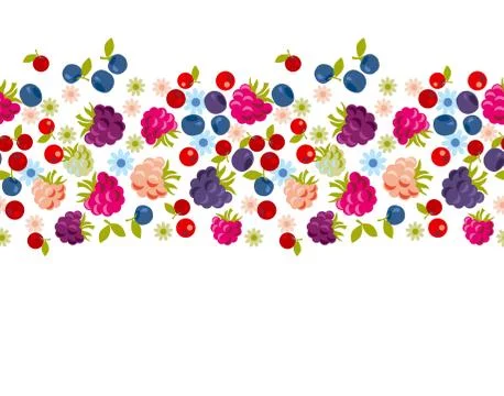 Assorted forest berries in header design element. Stock Illustration