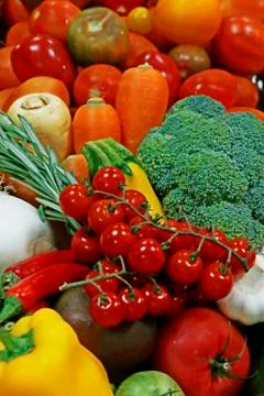 Assorted fresh garden vegetables in close up Stock Photos