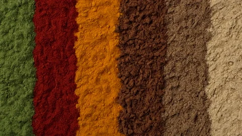 Assorted fresh spices and herbs top view. Sliding shot. 4K UHD Stock-Footage 155278349