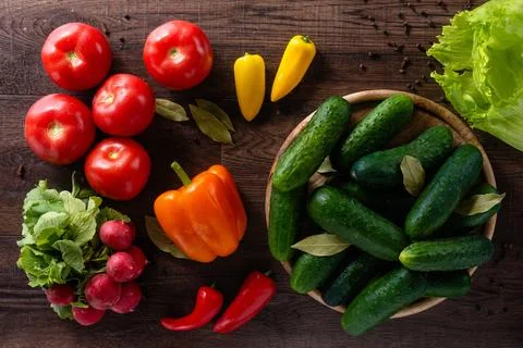 Assorted Fresh Vegetables on Table Stock Photos