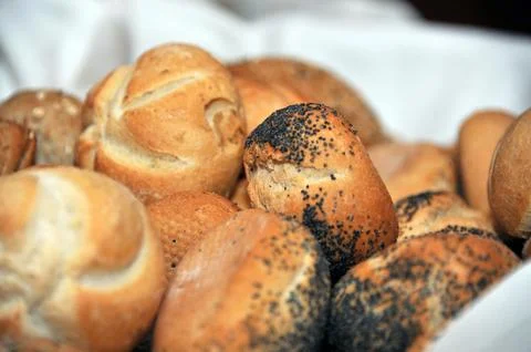 Assorted Freshly Baked Bread Rolls Stock Photos