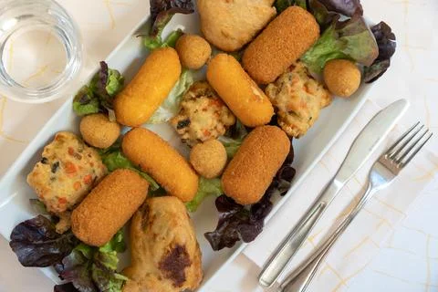 Assorted Fried Delights Platter dish Stock Photos