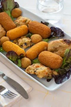 Assorted Fried Delights Platter dish Stock Photos