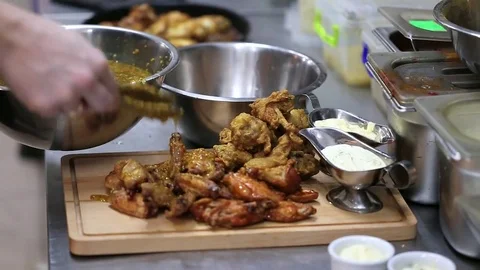 Assorted fried wings Stock Footage 73981533