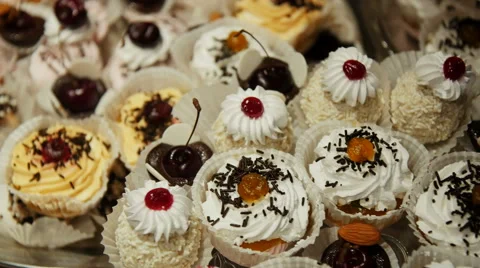 Assorted fruit cakes for holiday Video stock 67922880