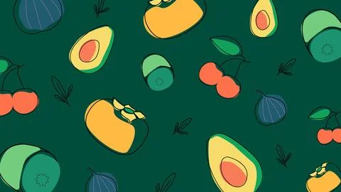 Assorted fruit illustration background Stock Illustration