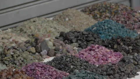 Assorted Gemstone Display At Chanthaburi Gem Market - Chanthaburi Thailand - Stock Footage 337751733